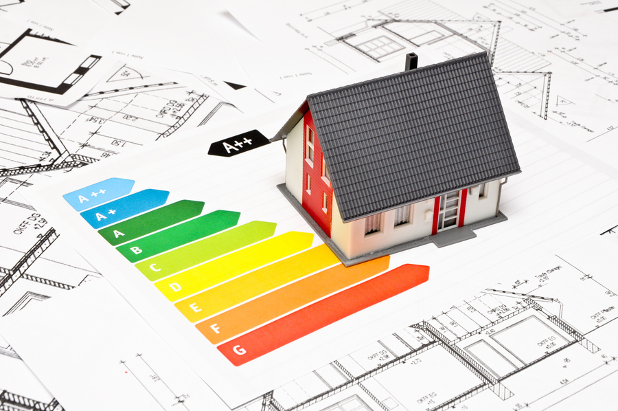 Hausmodell mit Energieskala